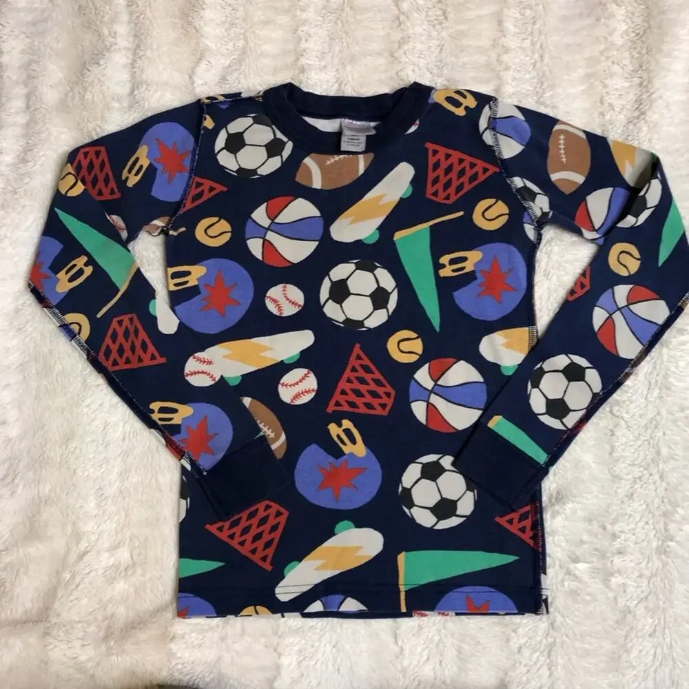 Hanna Andersson navy blue sports ball equipment pajama set size 150 or US 12